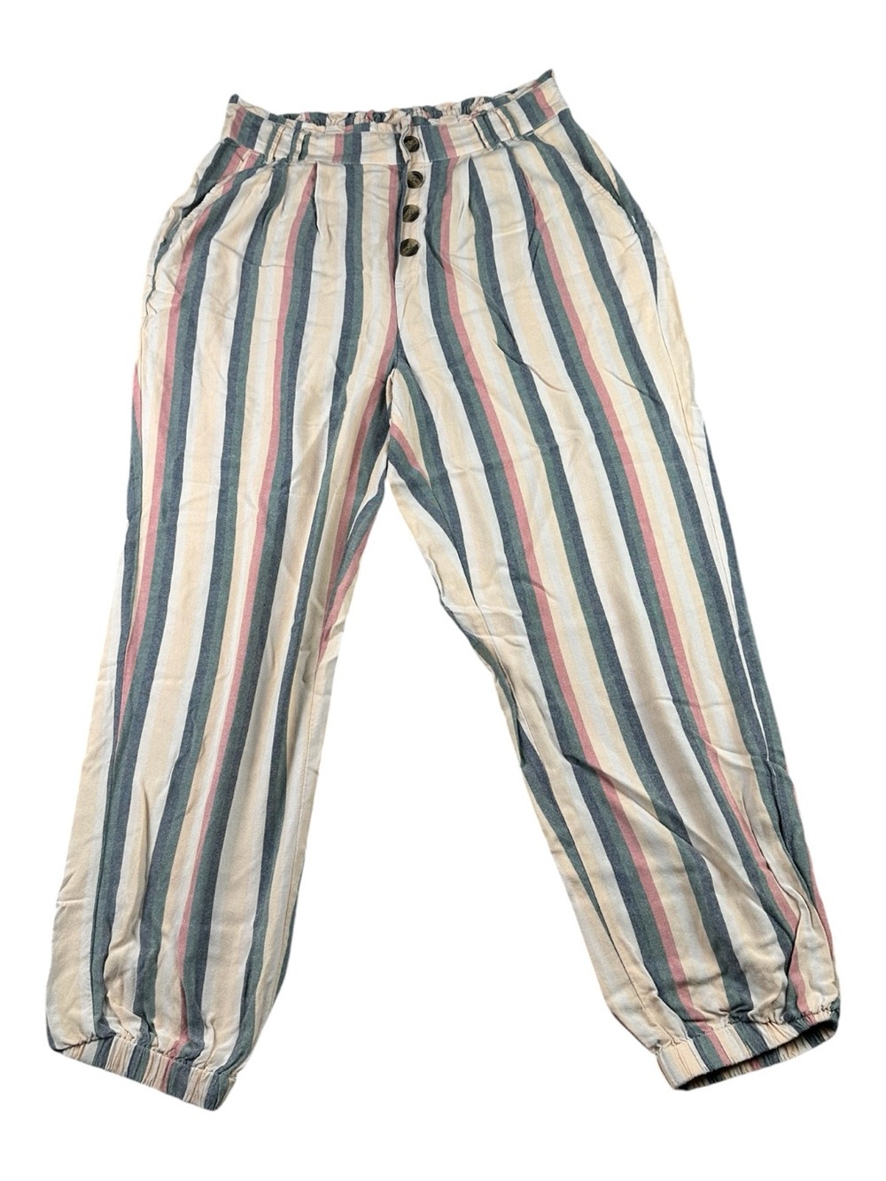 American Eagle Striped Paperbag Waist Beach Jogger Pants Size M - Picture 2 of 14